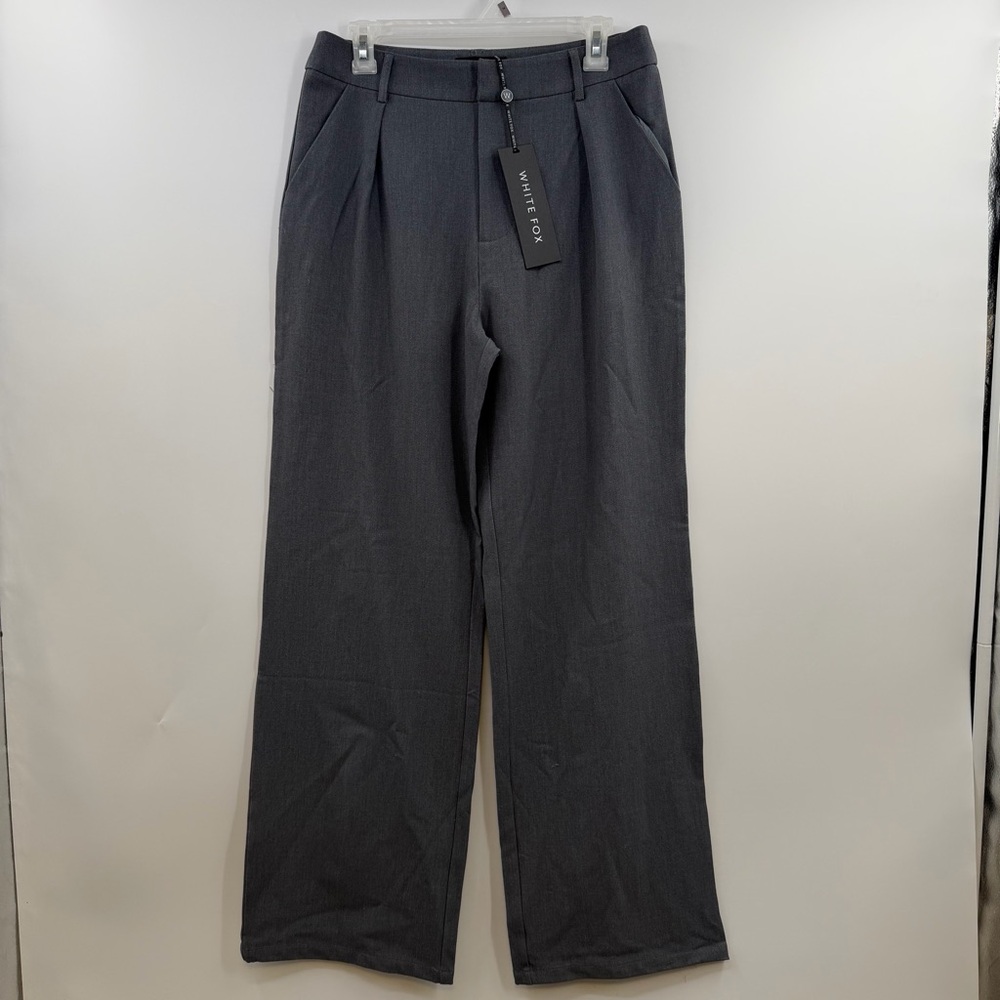 White Fox One For The Team Pants Charcoal Gray Wide Leg High Rise NWT Medium